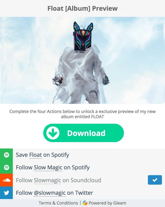 Gleam Download Rewards in Widget
