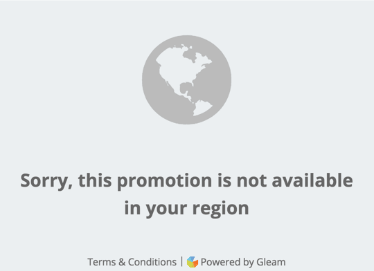 Gleam widget showing competition not available in region