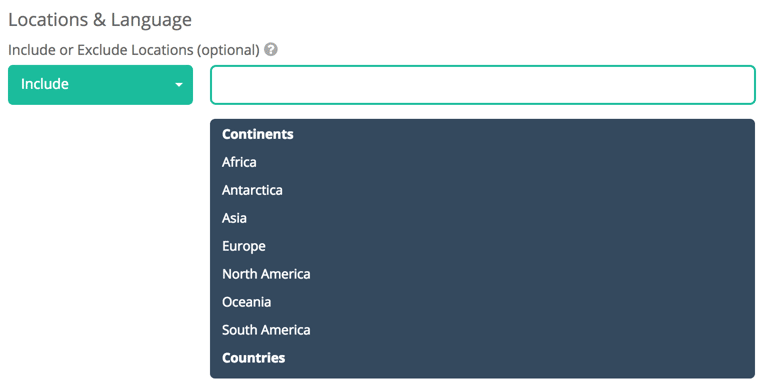 Target entrants by continent using our new location filters
