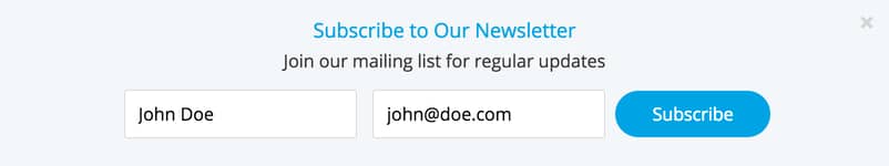 Gleam interface showing subscribe to newsletter fields prefilled