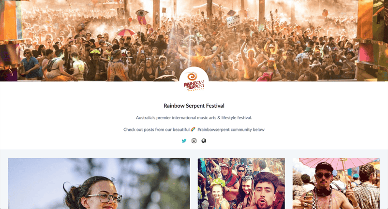 Gleam gallery with a header for the Rainbow Serpent festival