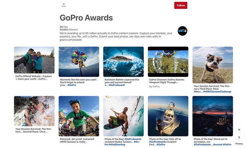 GoPro Awards photo contest on Pinterest