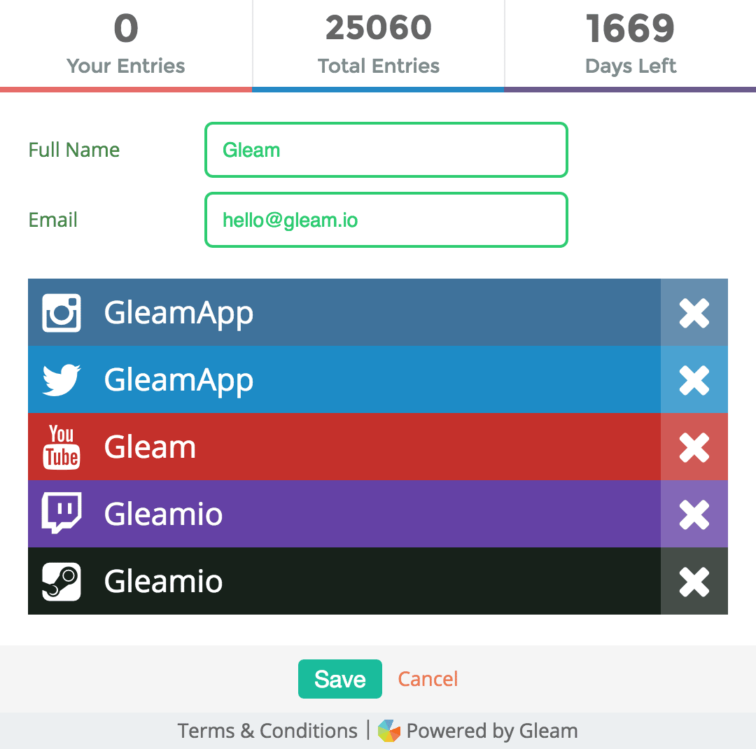New Feature: Manage your Gleam Contestant account from the Gleam widget directly