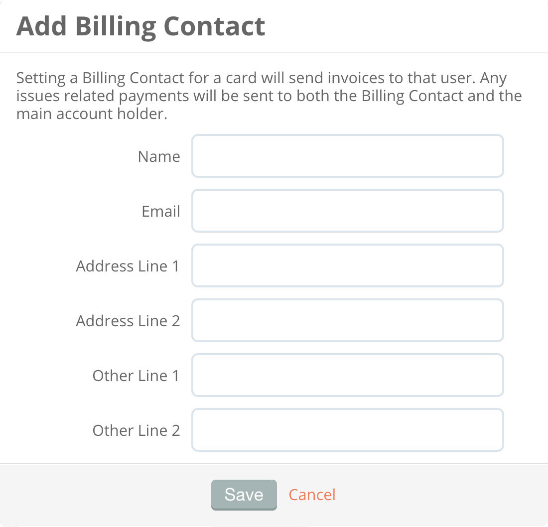 Fill in the form for your billing contact information
