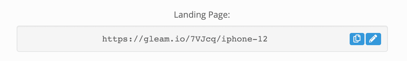 Landing page link under Promote tab