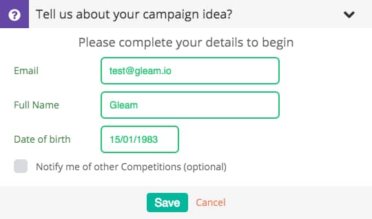 Ask for User's Date of Birth in Gleam widget