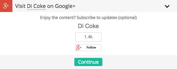 Visit on Google+ Action with Follow option for Gleam.io