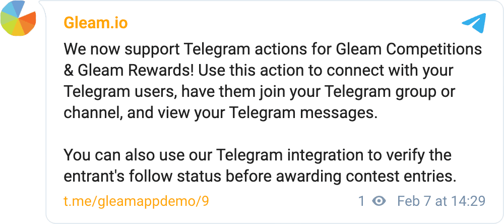 Telegram message in light mode, orange accent color, with author photo