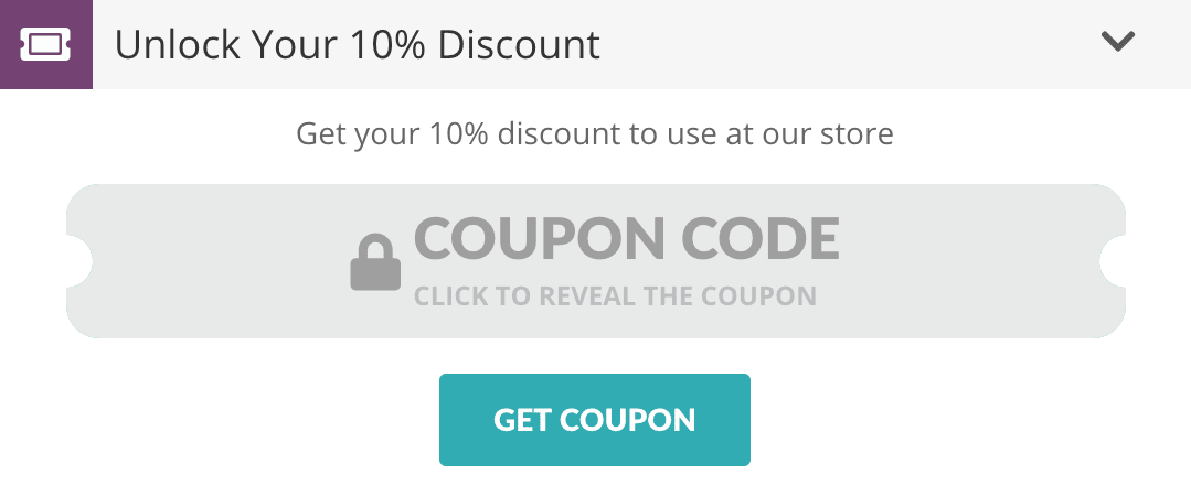 Gleam widget showing unlock discount coupon code