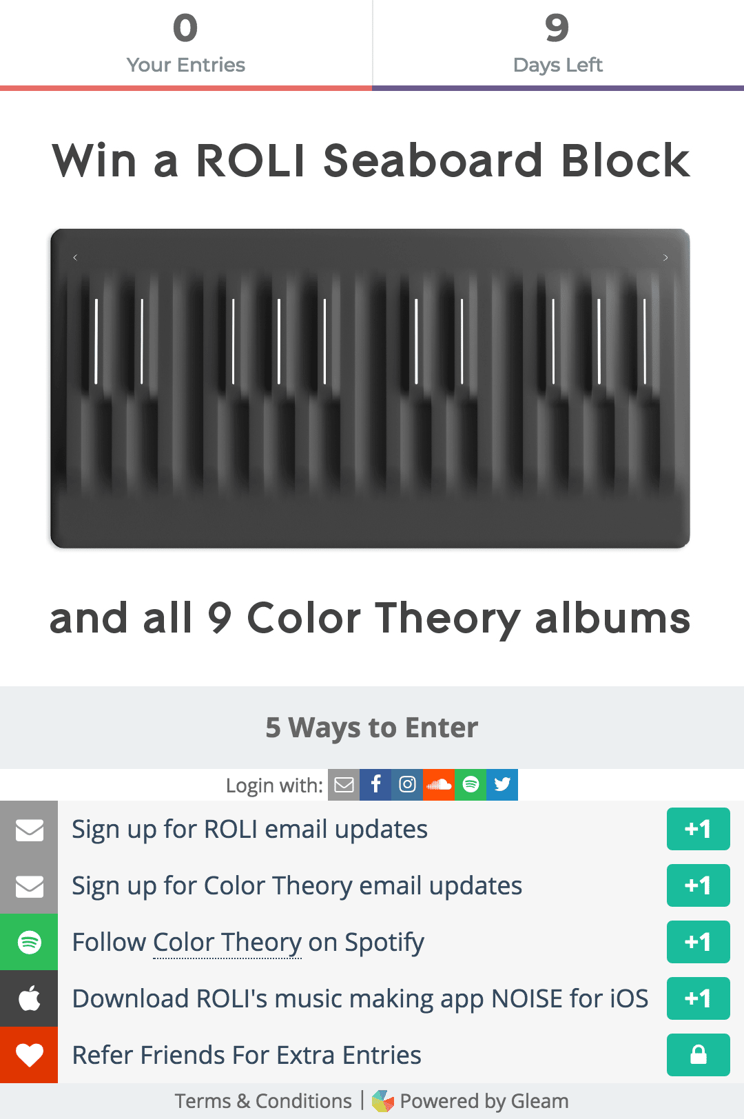 Color Theory's Gleam Competitions campaign widget