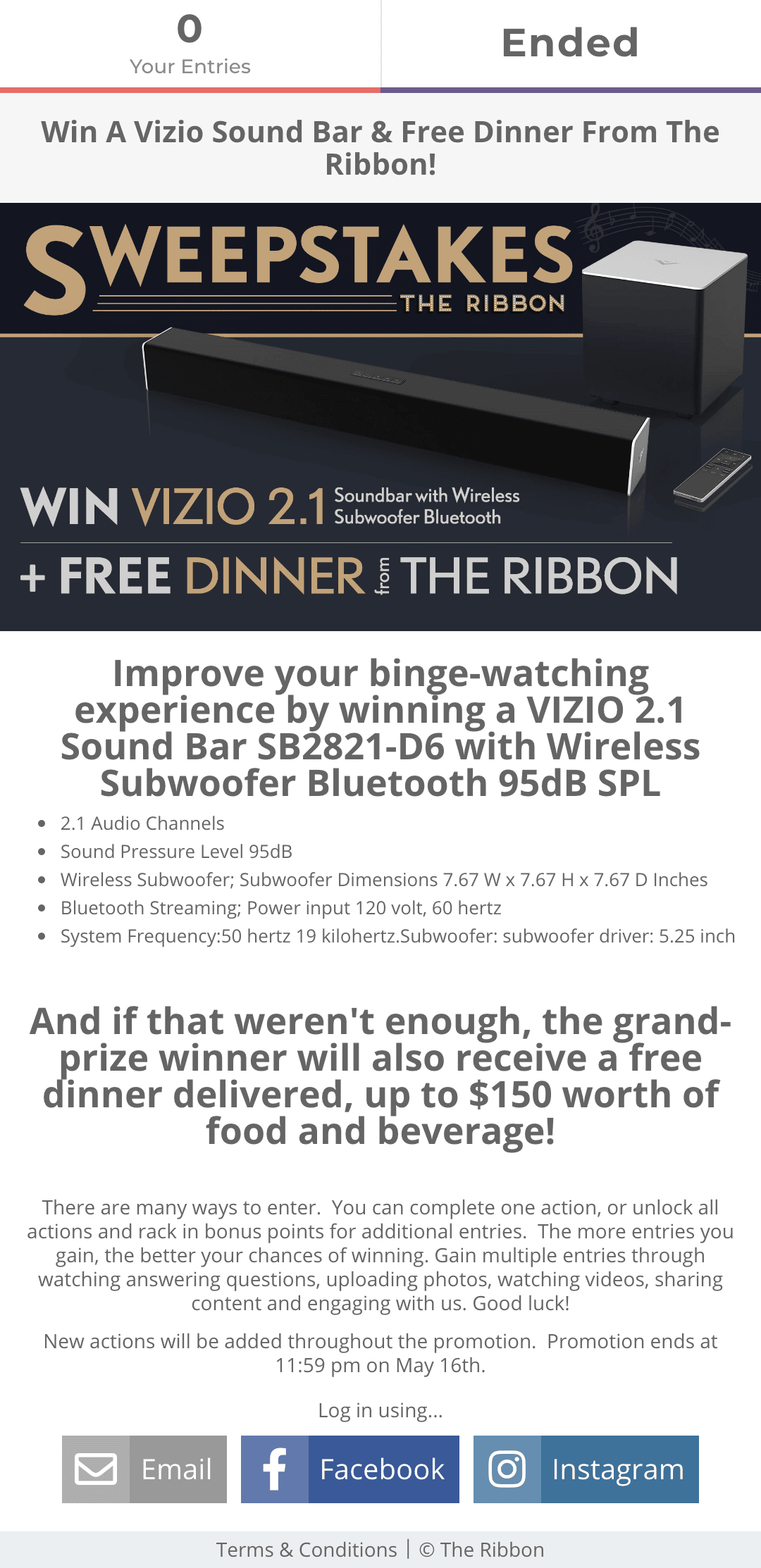 Vizio & The Ribbon partner giveaway campaign