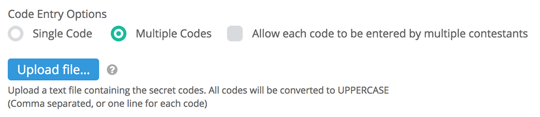 Upload multiple Secret Codes with a CSV file