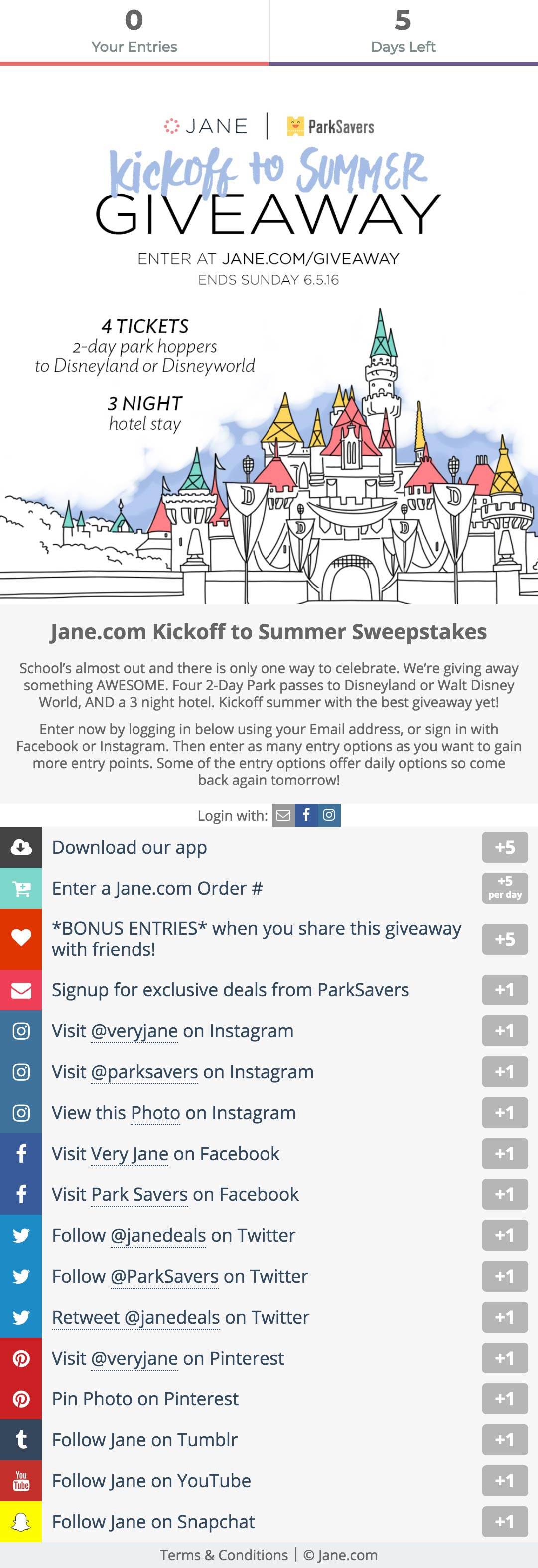 Jane.com's Gleam Competitions campaign widget