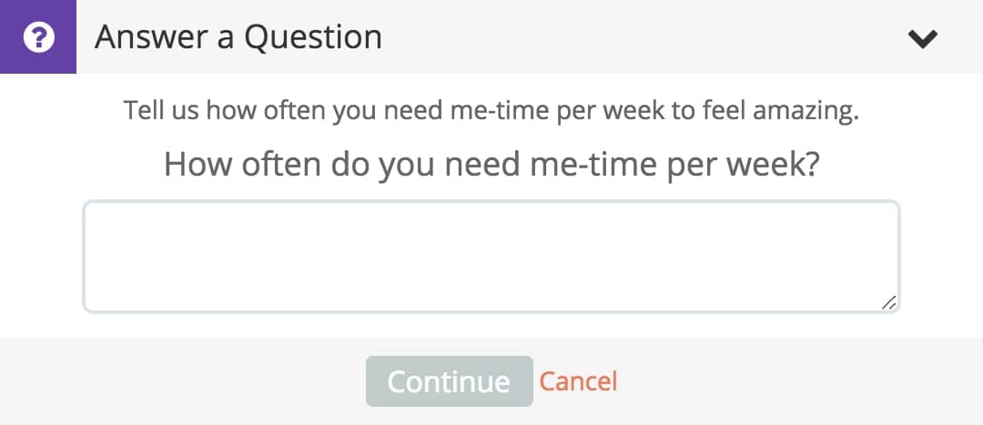 Gleam widget with answer a question action