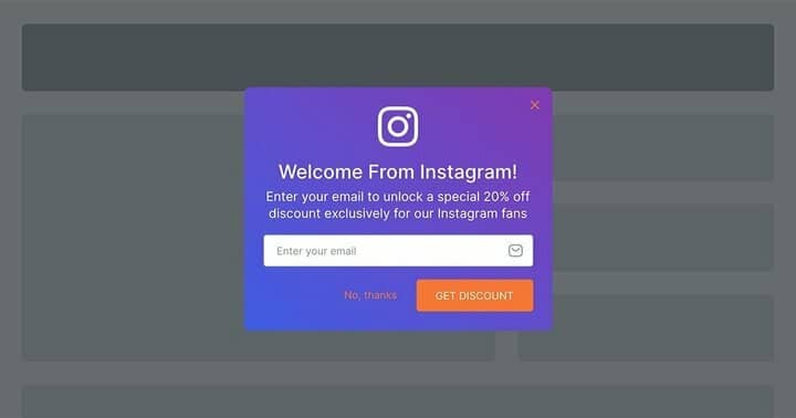 Instagram Welcome Coupon