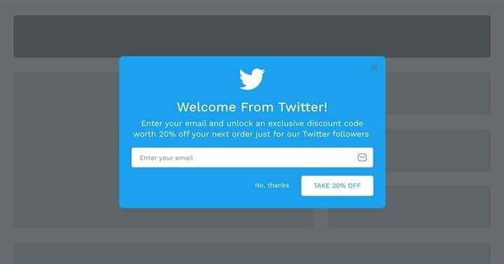 Twitter Welcome Coupon