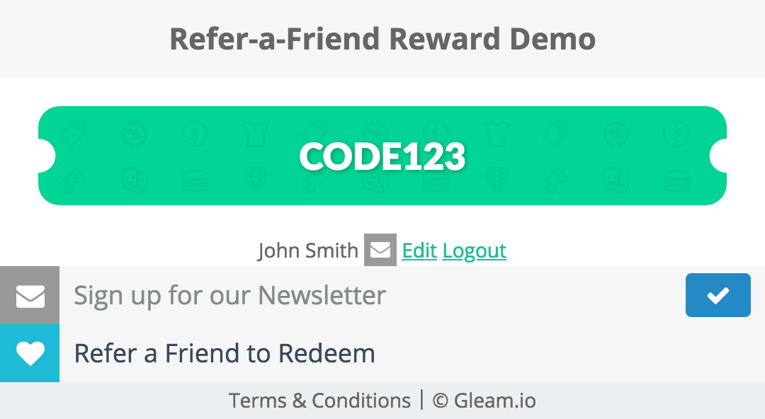 Coupon code is unlocked in the Rewards widget