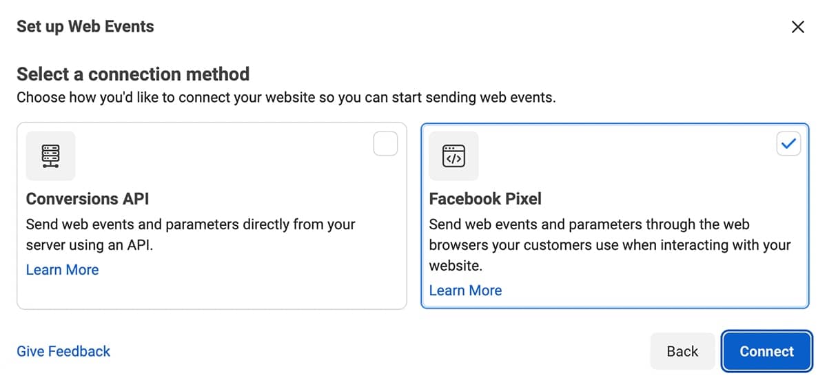 Set up a Facebook Pixel in Events Manager