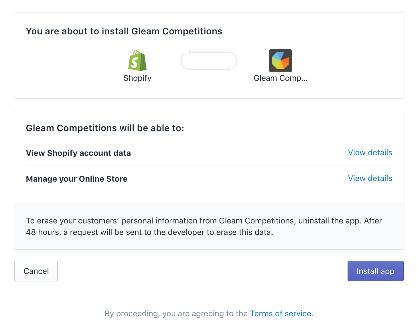 Install Gleam Competitions from Shopify App Store