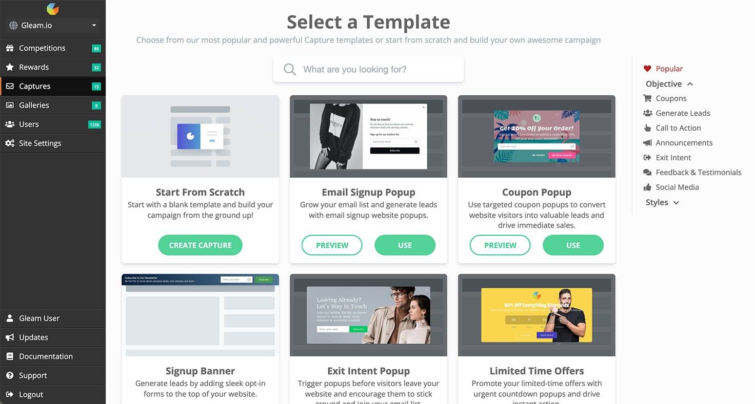 Browse Gleam Capture Templates on Our Website