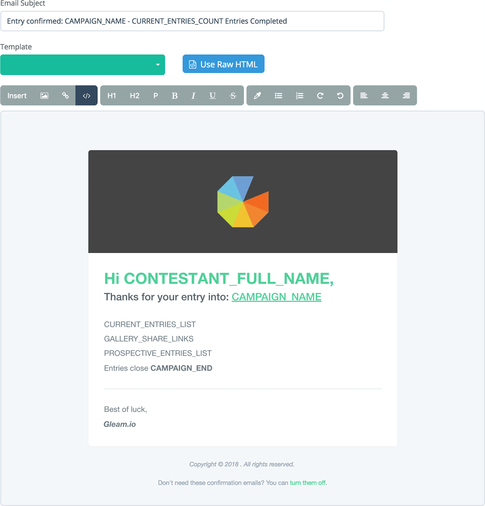 Gleam interface for custom emails