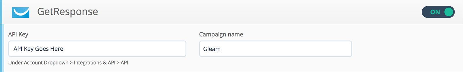 Connect your GetResponse API key to Gleam