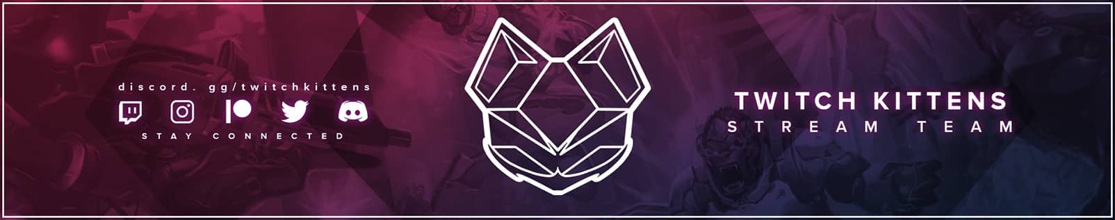 Twitch Kittens' promotional banner with social media icons