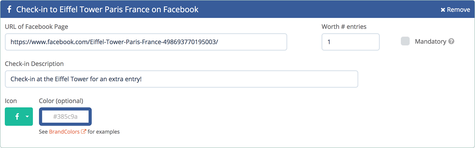 Gleam interface showing check in Facebook tab