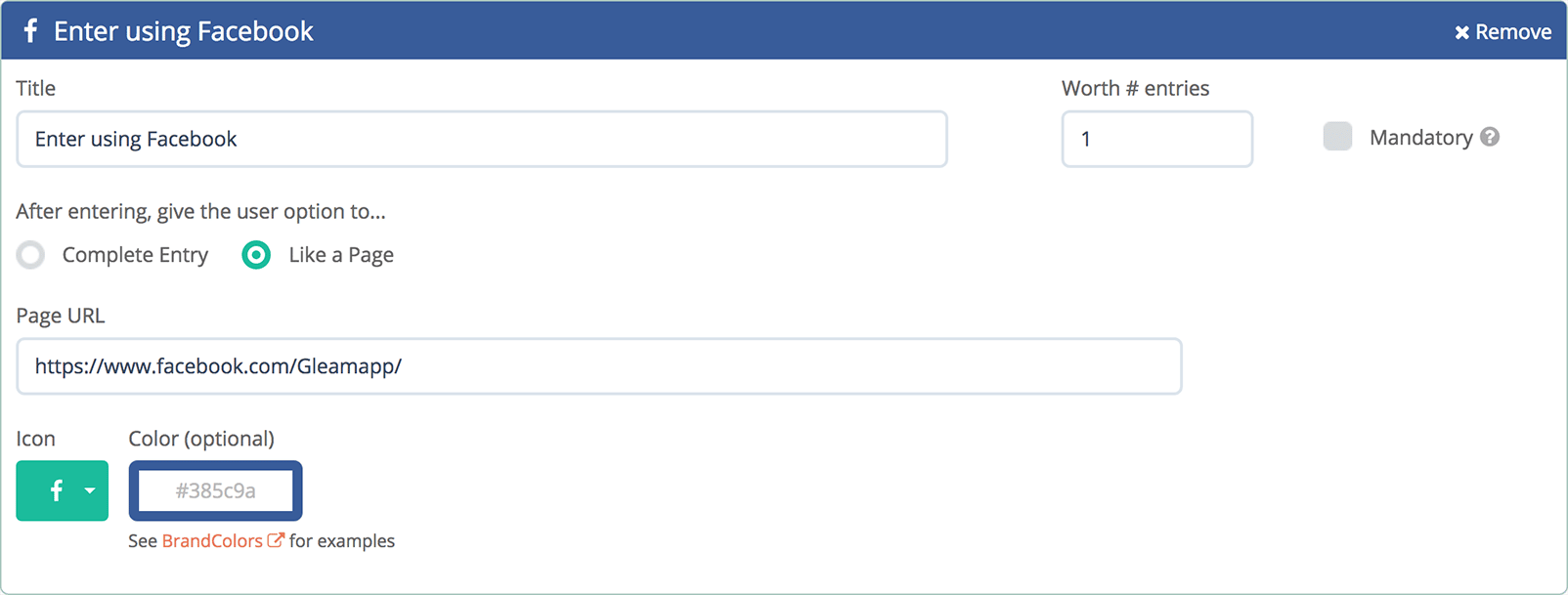 Gleam interface showing Facebook tab