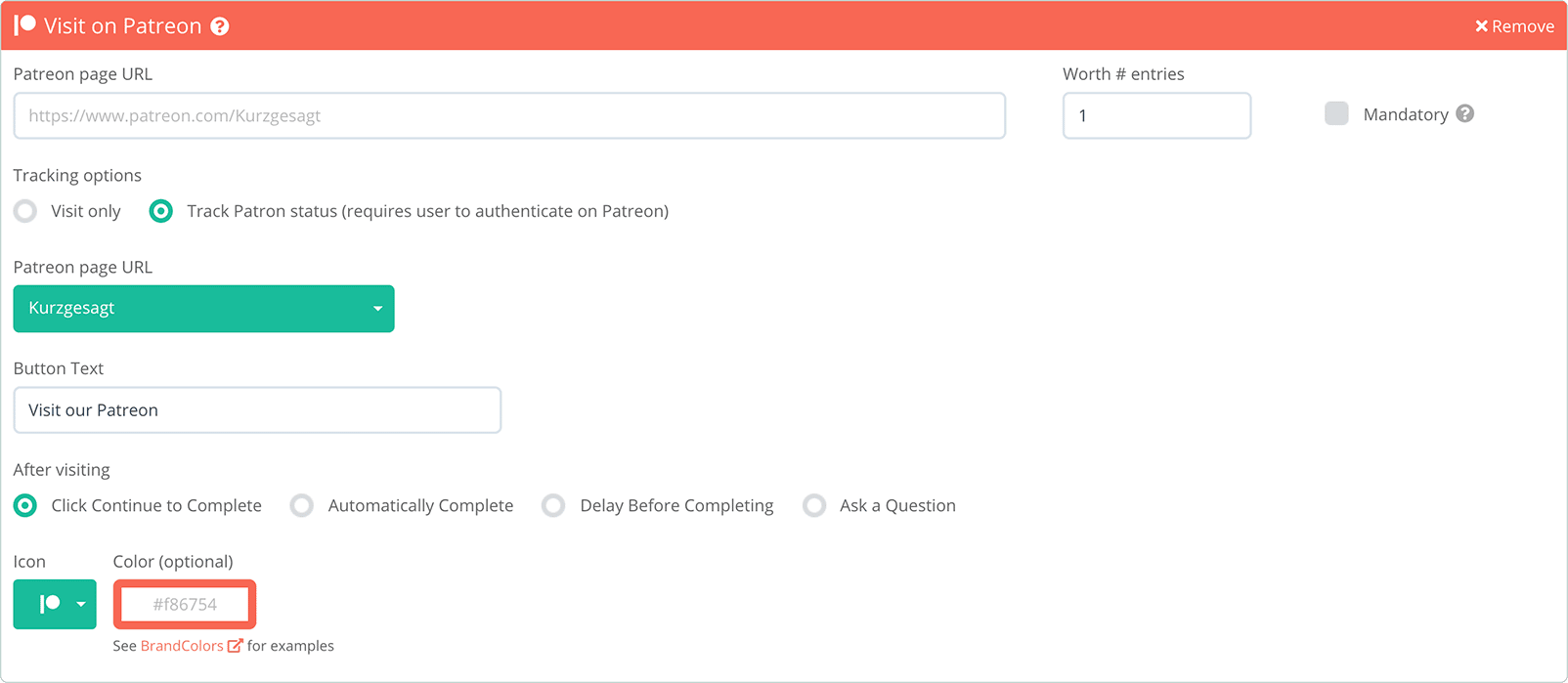 Select a Patreon page managed by you