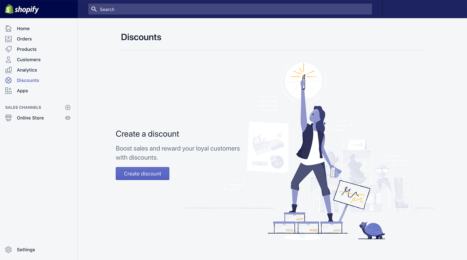 Shopify admin > Create a Discount page