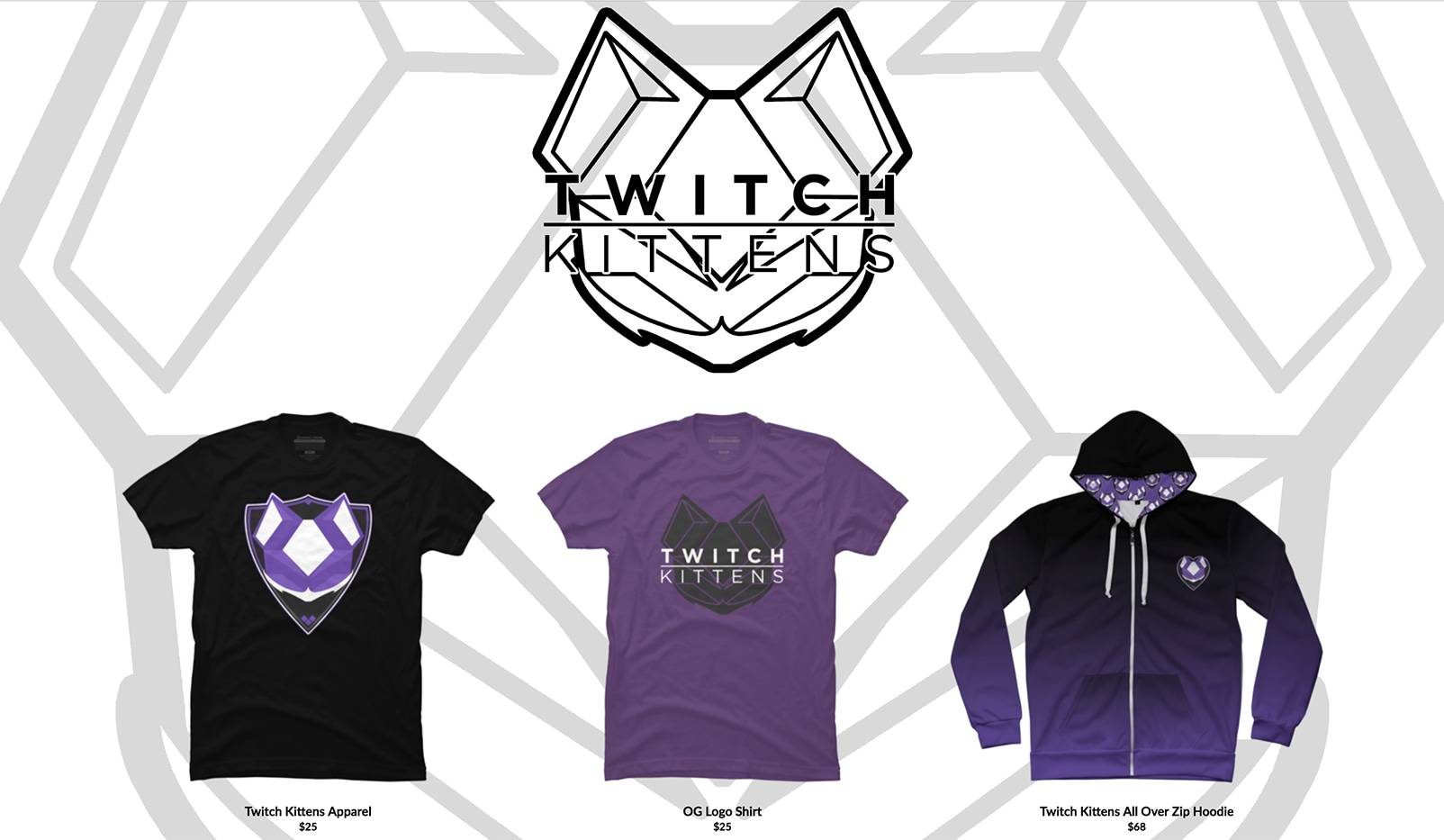 T-shirts on sale from Twitch Kittens' merch store