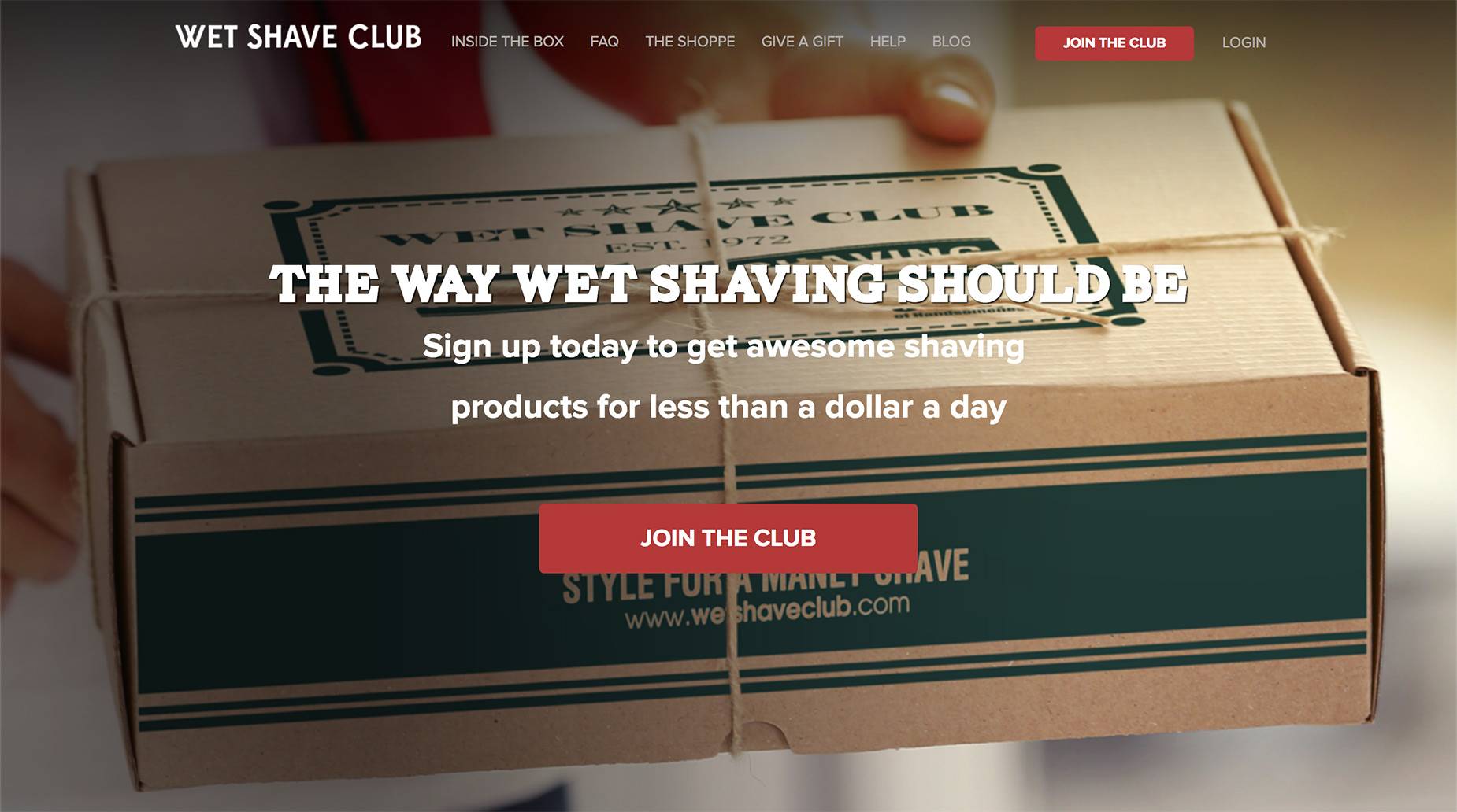 Wet Shave Club's product landing page