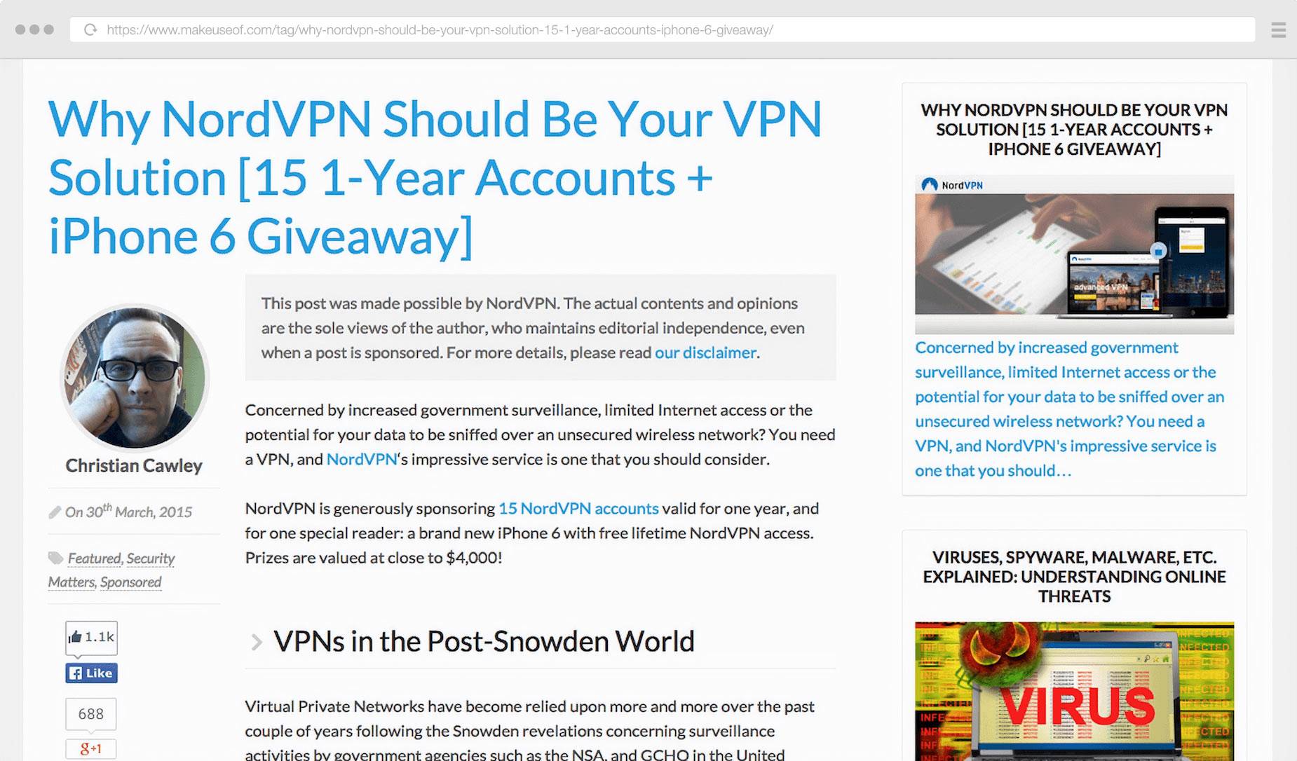 MakeUseOf's blog post on why you need to use VPN