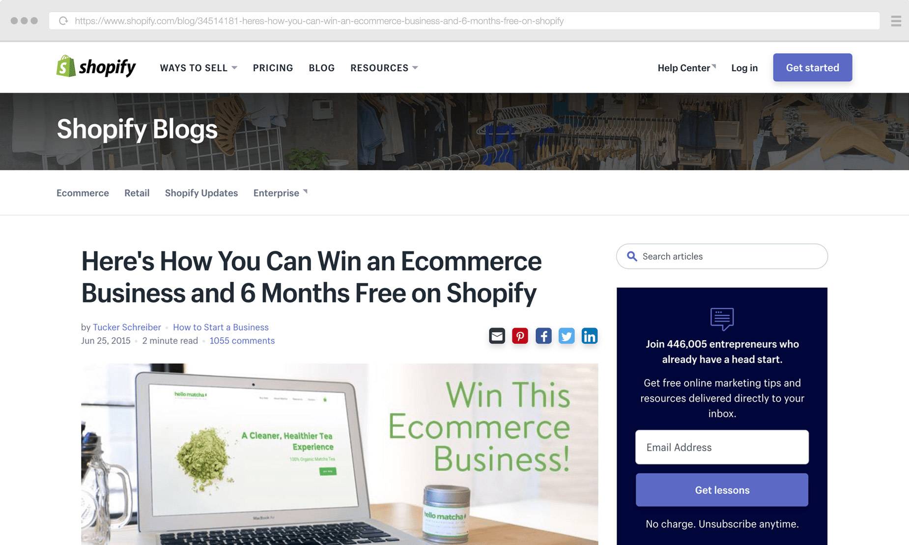 Win an E-Commerce Business Blog Post from Shopify Blogs