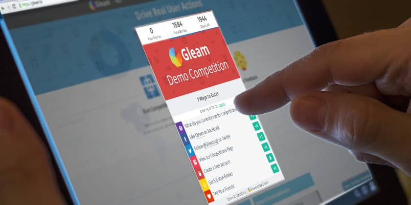 The Gleam.io widget displayed on a touchscreen device