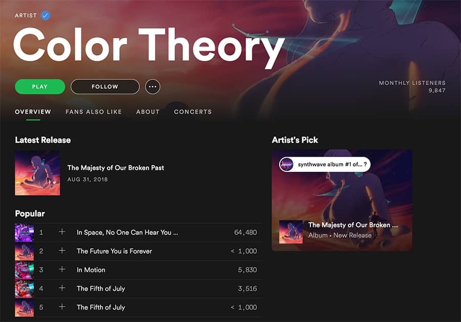 Color Theory's Spotify page