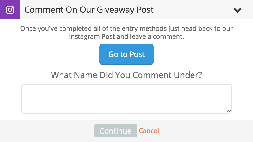 Custom action for commenting on an Instagram post
