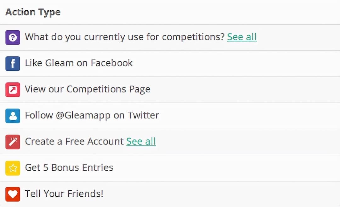 Action report for Gleam giveaway campaign