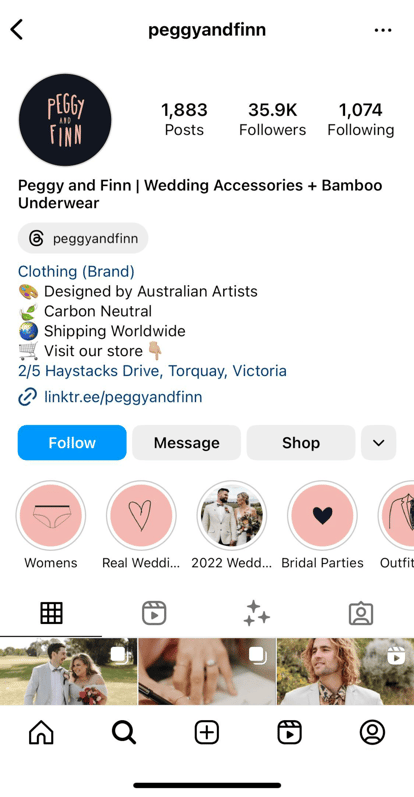 Add a shop button to your Instagram bio
