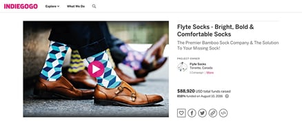 Flyte Sock's Indiegogo page