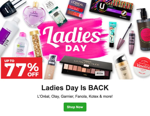 Targetted email promoting discounts