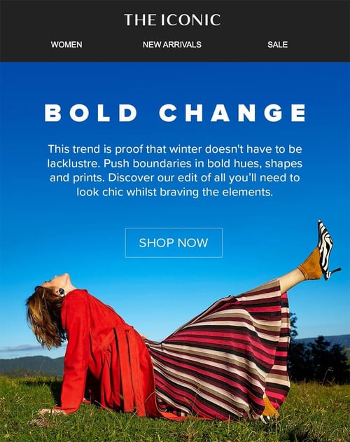 Fashion retailer anouncing new season wioth email