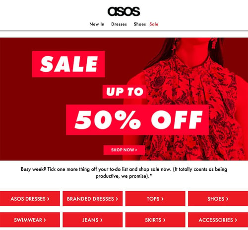 ASOS announce 50% off sale