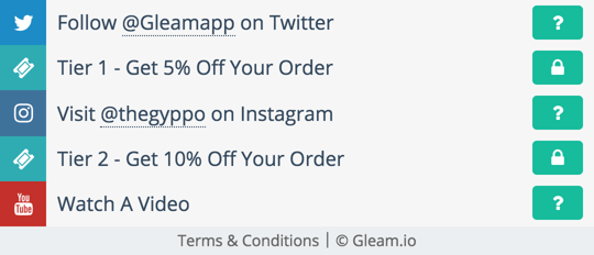 Gleam Tiered Coupon Codes