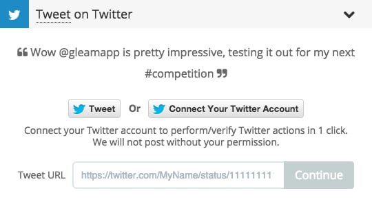 Manual Tweet Entry URL fallback for Gleam.io