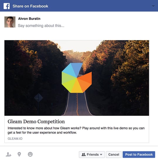 Share a Gleam Competition on Facebook