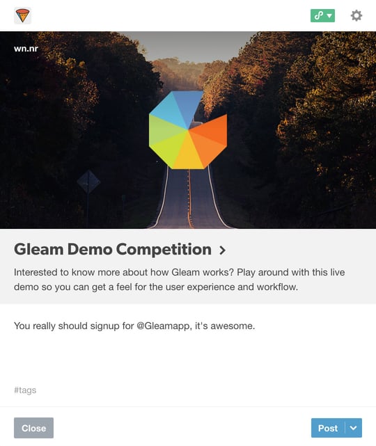Share a Gleam Competition on Tumblr