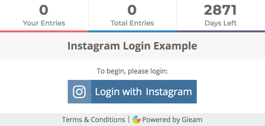 Ask users to login with Instagram on the Gleam widget