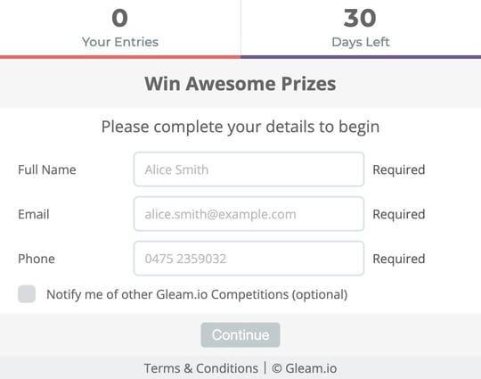 Send Phone Numbers to Klaviyo From Your Gleam User Details Form